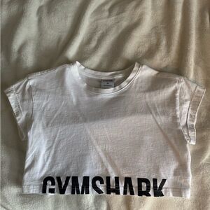 Gymshark White Crop Top with Black Logo